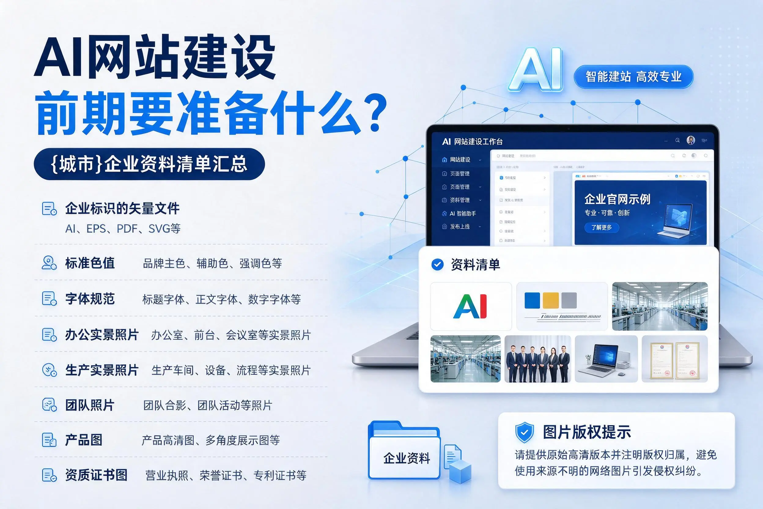 AI网站建设前期要准备什么?安徽企业资料清单汇总